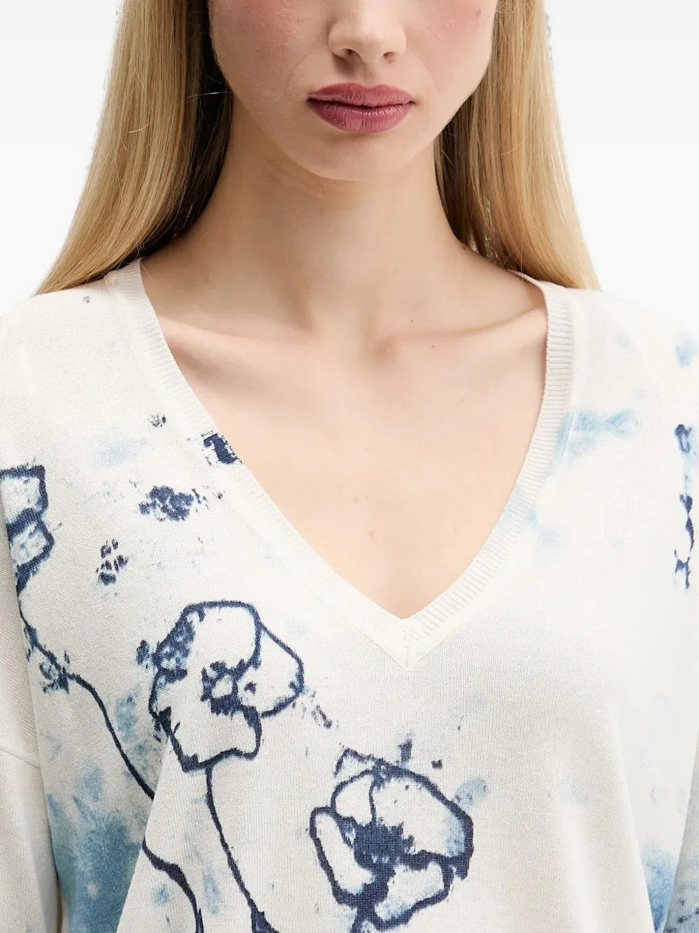 Desigual Helsinki V-neck sweater Wit