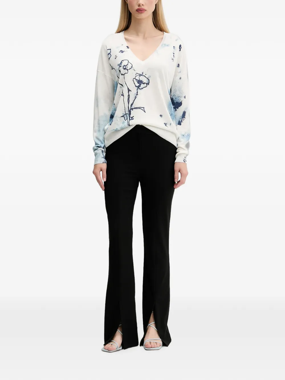 Desigual Helsinki V-neck sweater Wit