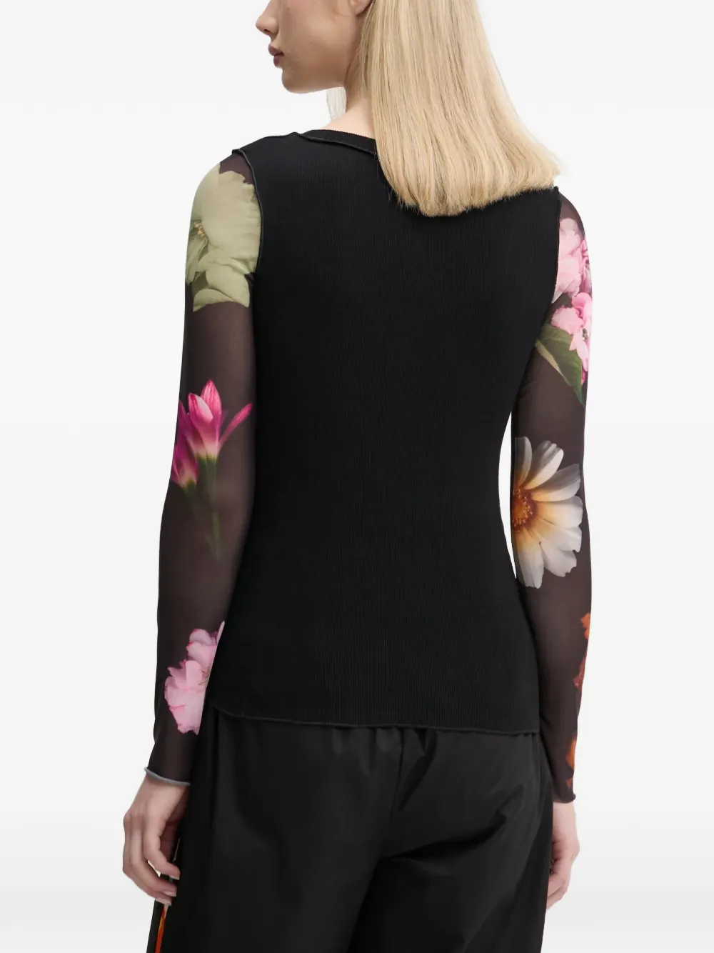 Desigual T-shirt met bloemenprint Zwart