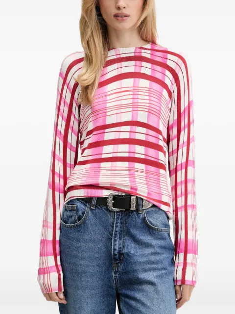 Desigual suéter con motivo de cuadros y cuello redondo