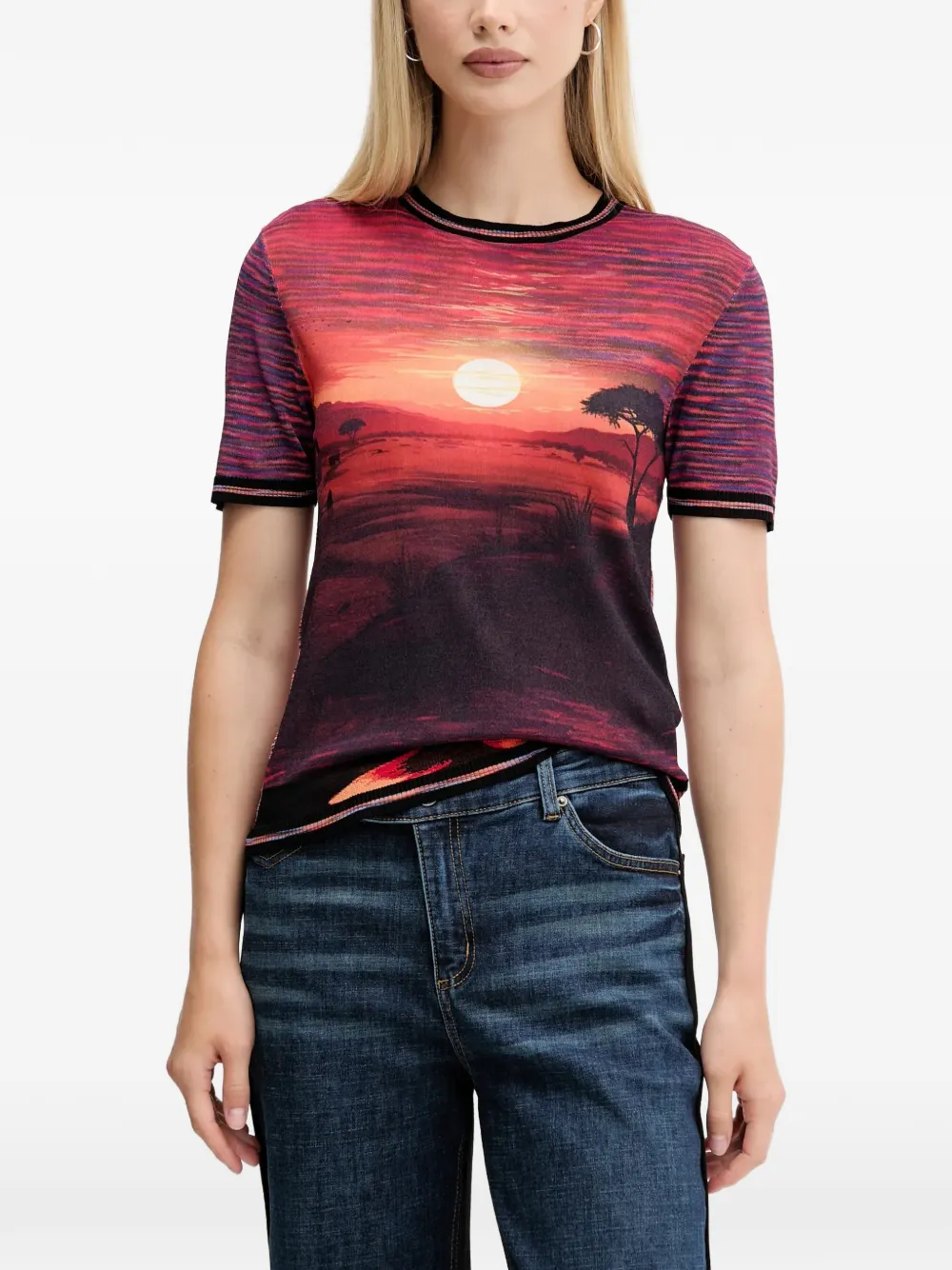 Desigual sunset-print T-shirt