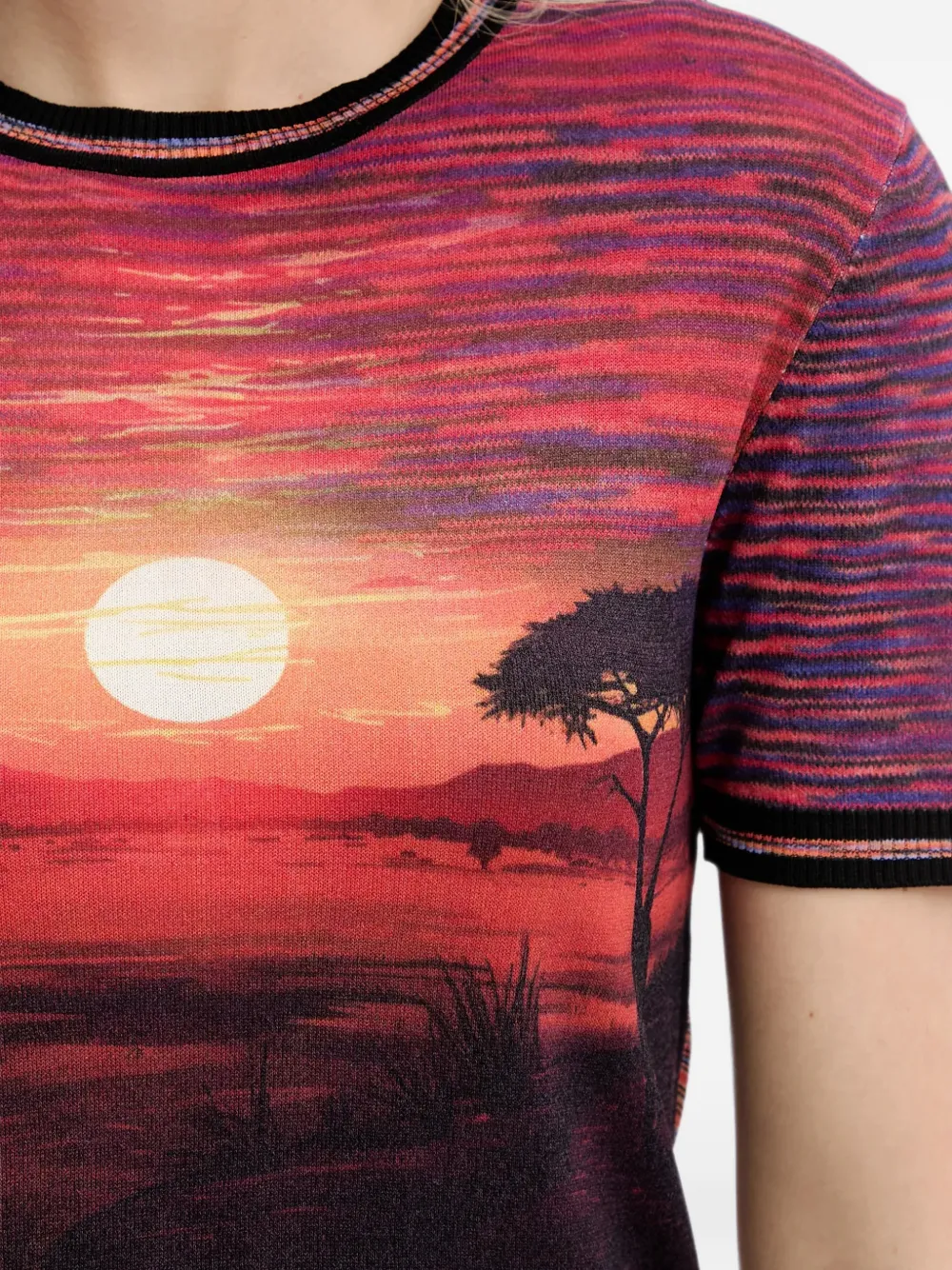Desigual sunset-print T-shirt Rood