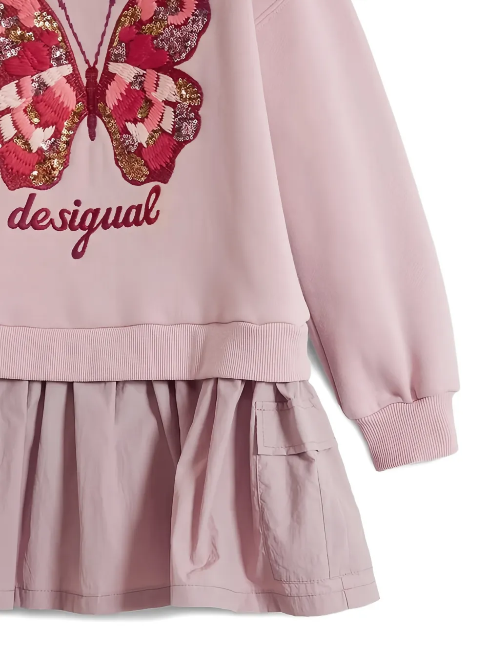 Desigual Jurk met geborduurde vlinder Roze