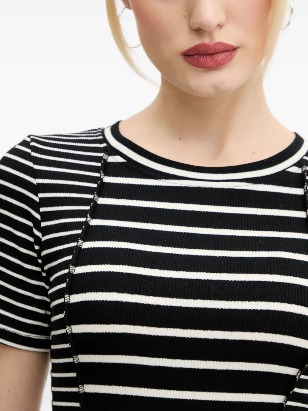 Desigual striped short-sleeved T-shirt Zwart