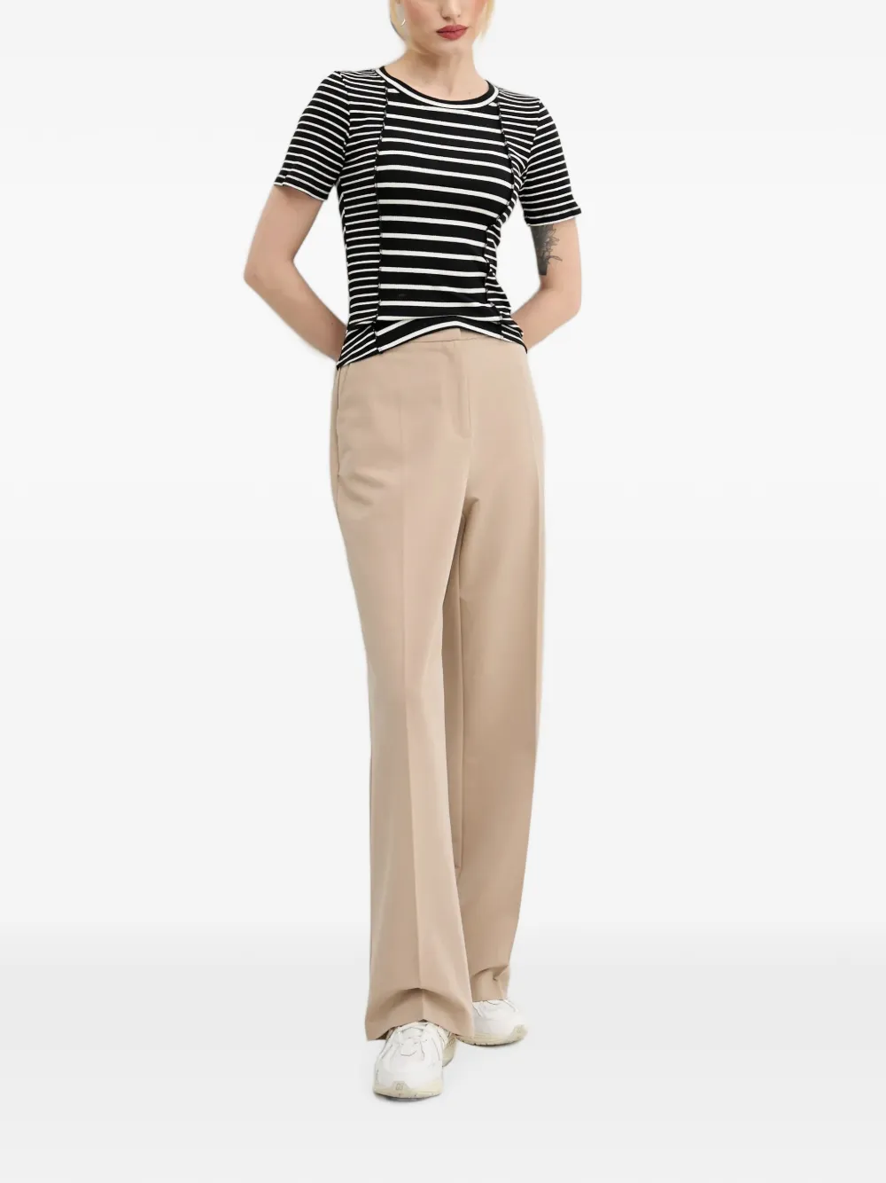 Desigual striped short-sleeved T-shirt Zwart
