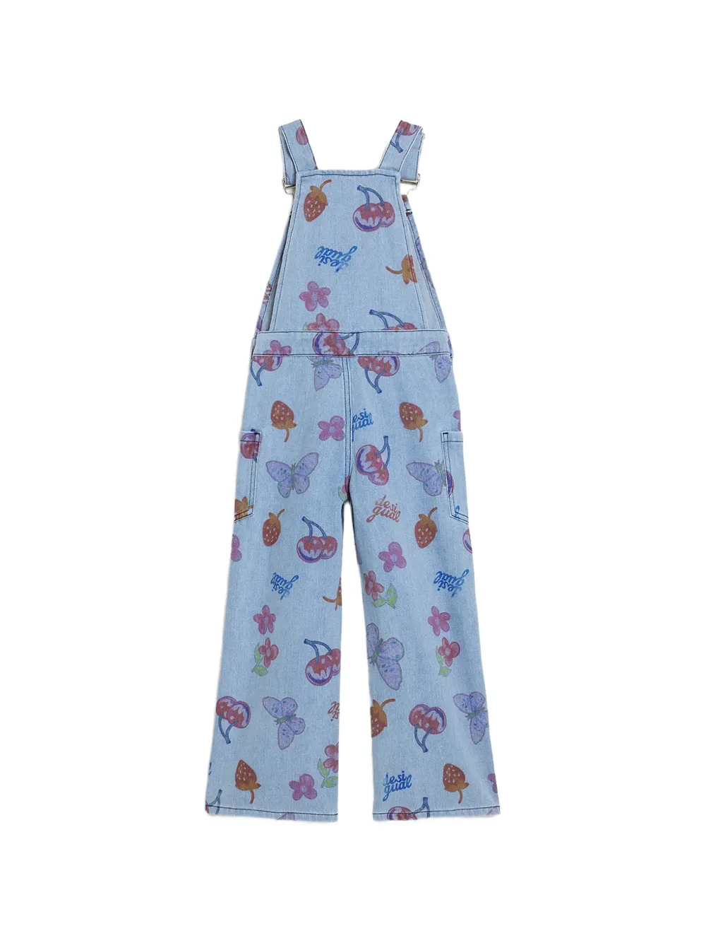 Desigual Tuinbroek met wijde pijpen en grafische print Blauw