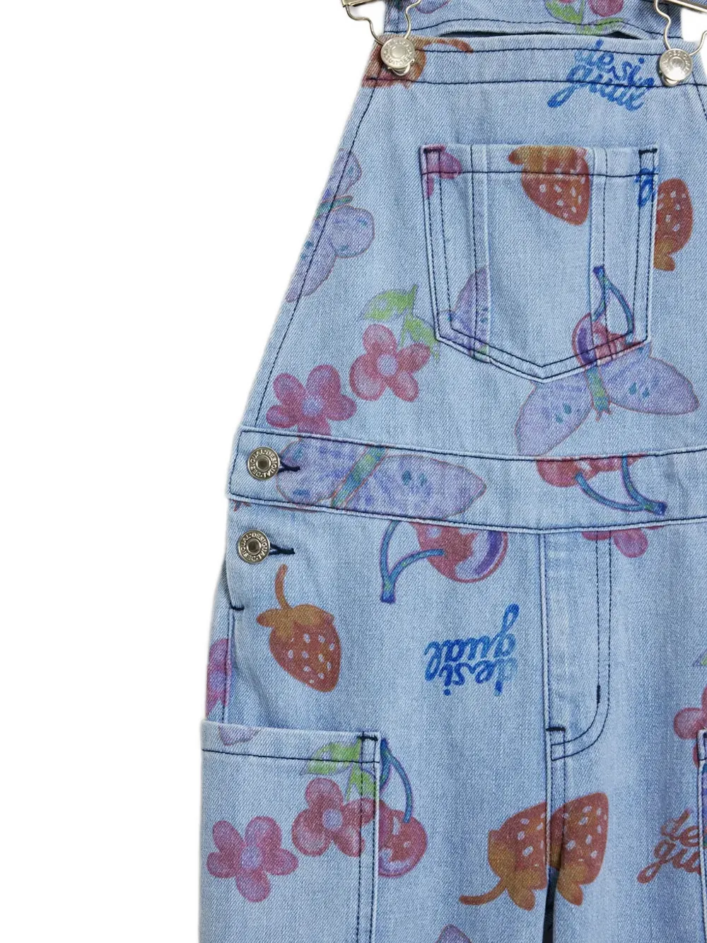 Desigual Tuinbroek met wijde pijpen en grafische print Blauw
