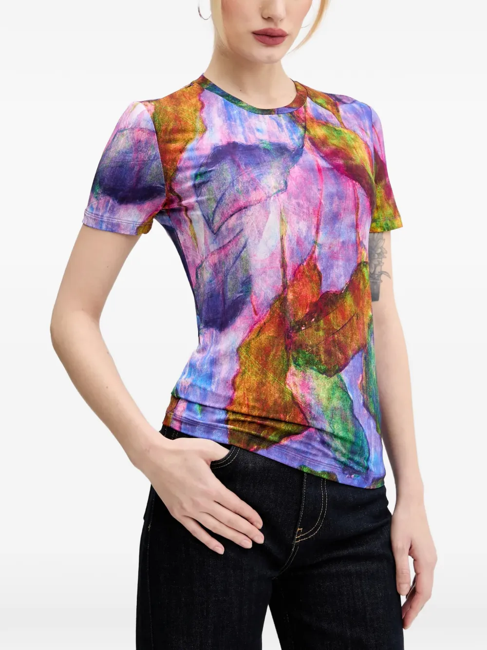 Desigual leaf-print short-sleeve T-shirt · S
