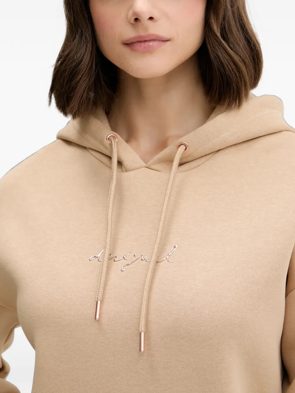 Desigual Hoodie met trekkoord Beige
