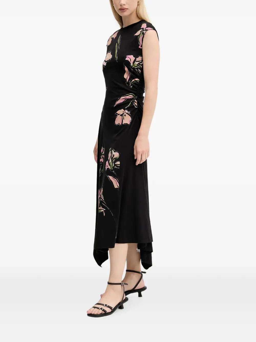 Desigual Katrina gesmockte jurk met bloemenprint Zwart