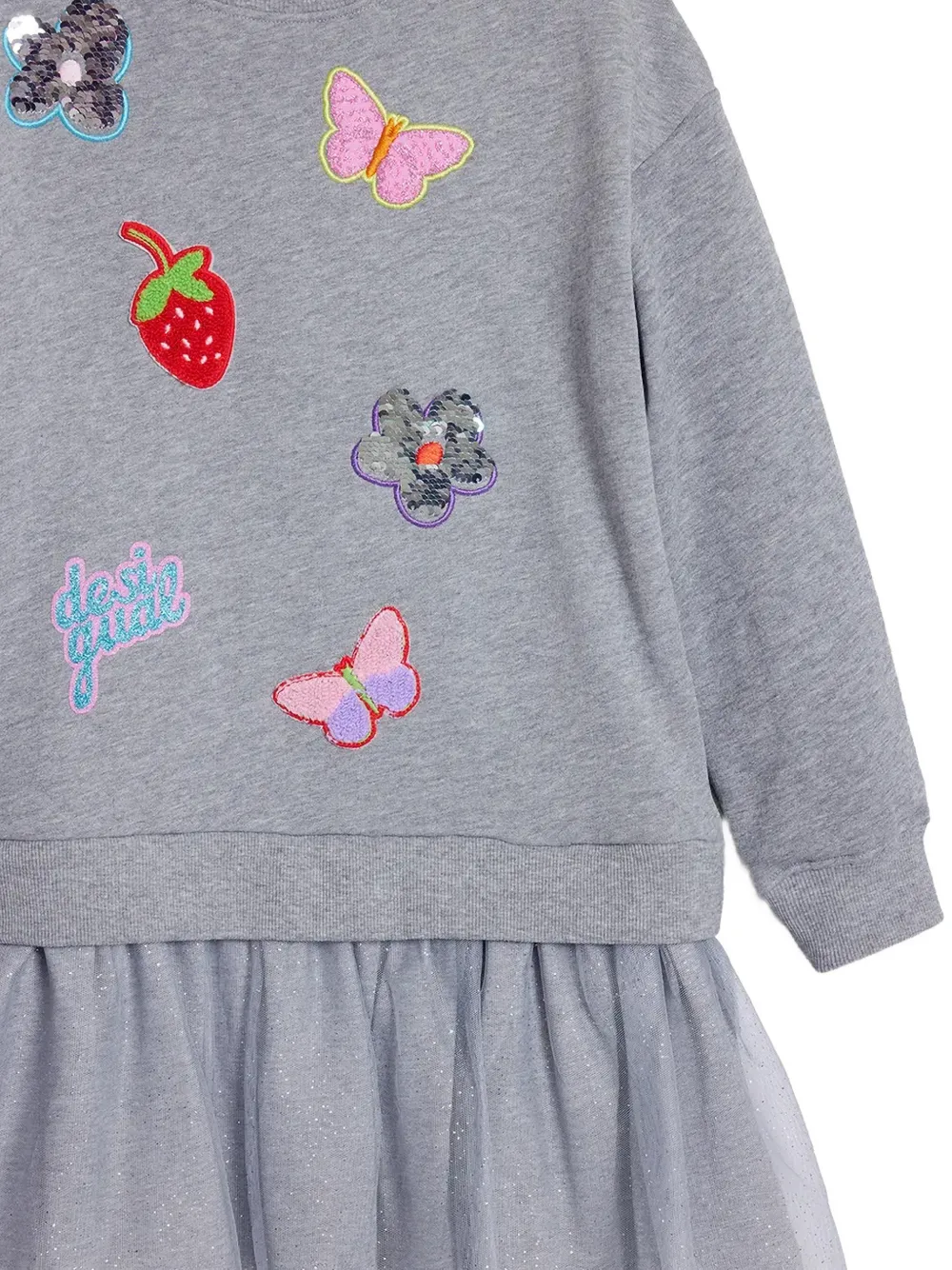 Desigual sequin-embellished layered mini dress Grijs