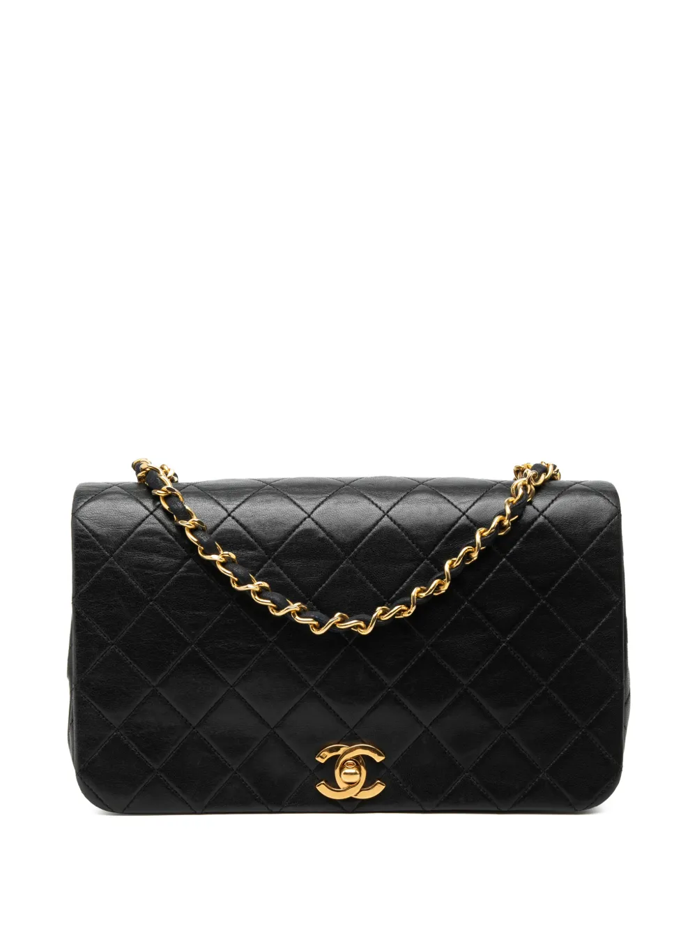 CHANEL Pre-Owned 1989-1991 Medium Quilted Lambskin Full Flap crossbody bag - Schwarz