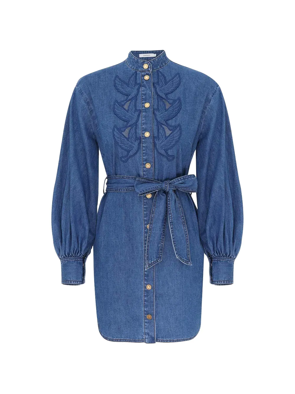 ZIMMERMANN appliqué belted mini dress - Blu