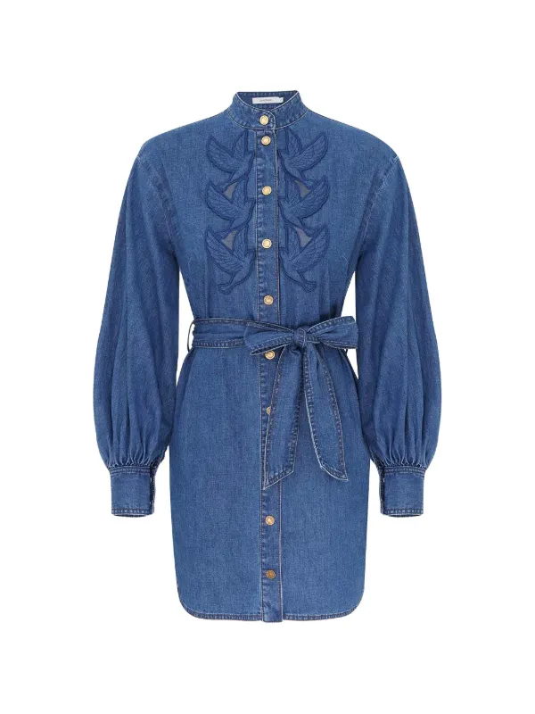 zimmermann blue mini dress Appliqué Belted | Vintage Adrianna Papell Beaded grandmother of the groom dress The Silk Wrap Mini Color:Sweet Blue White dress