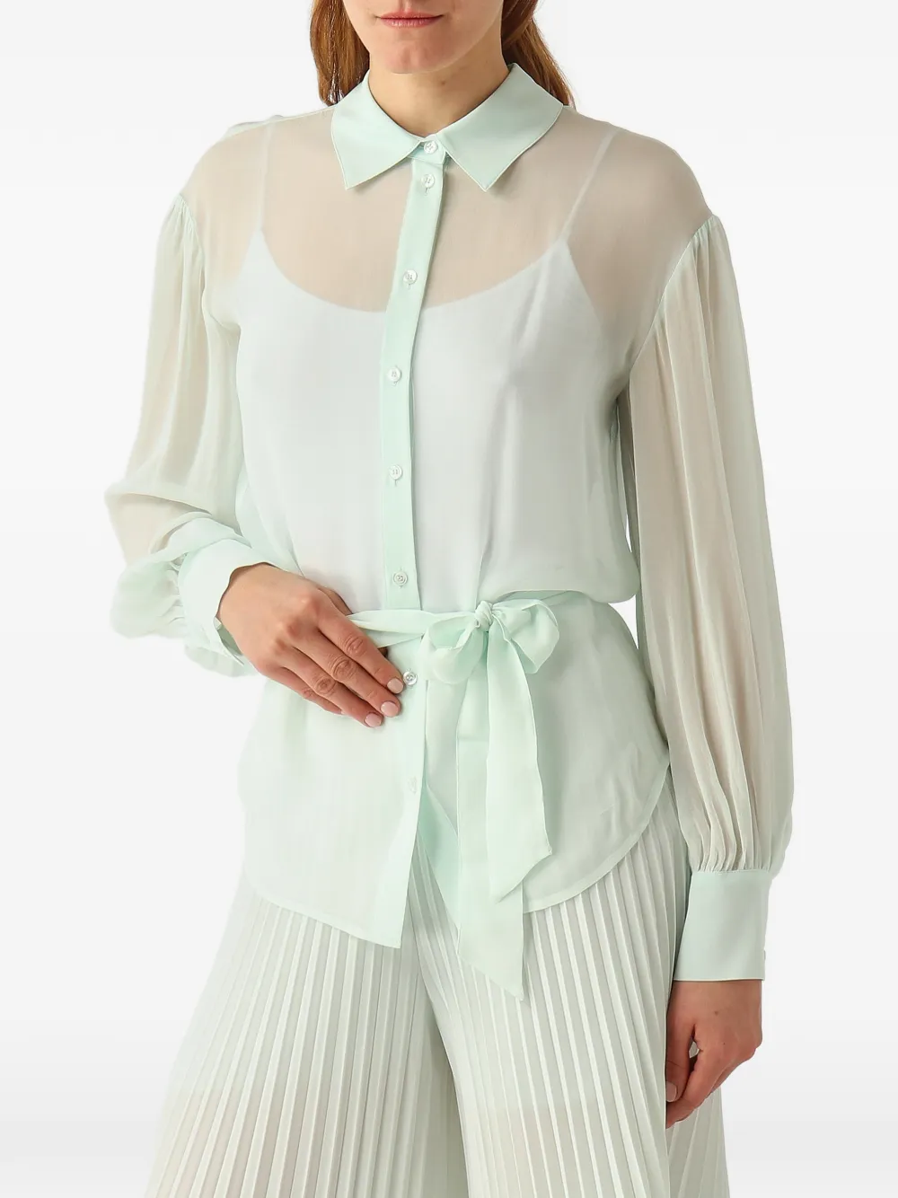 TWINSET Doorzichtige blouse met strik Groen