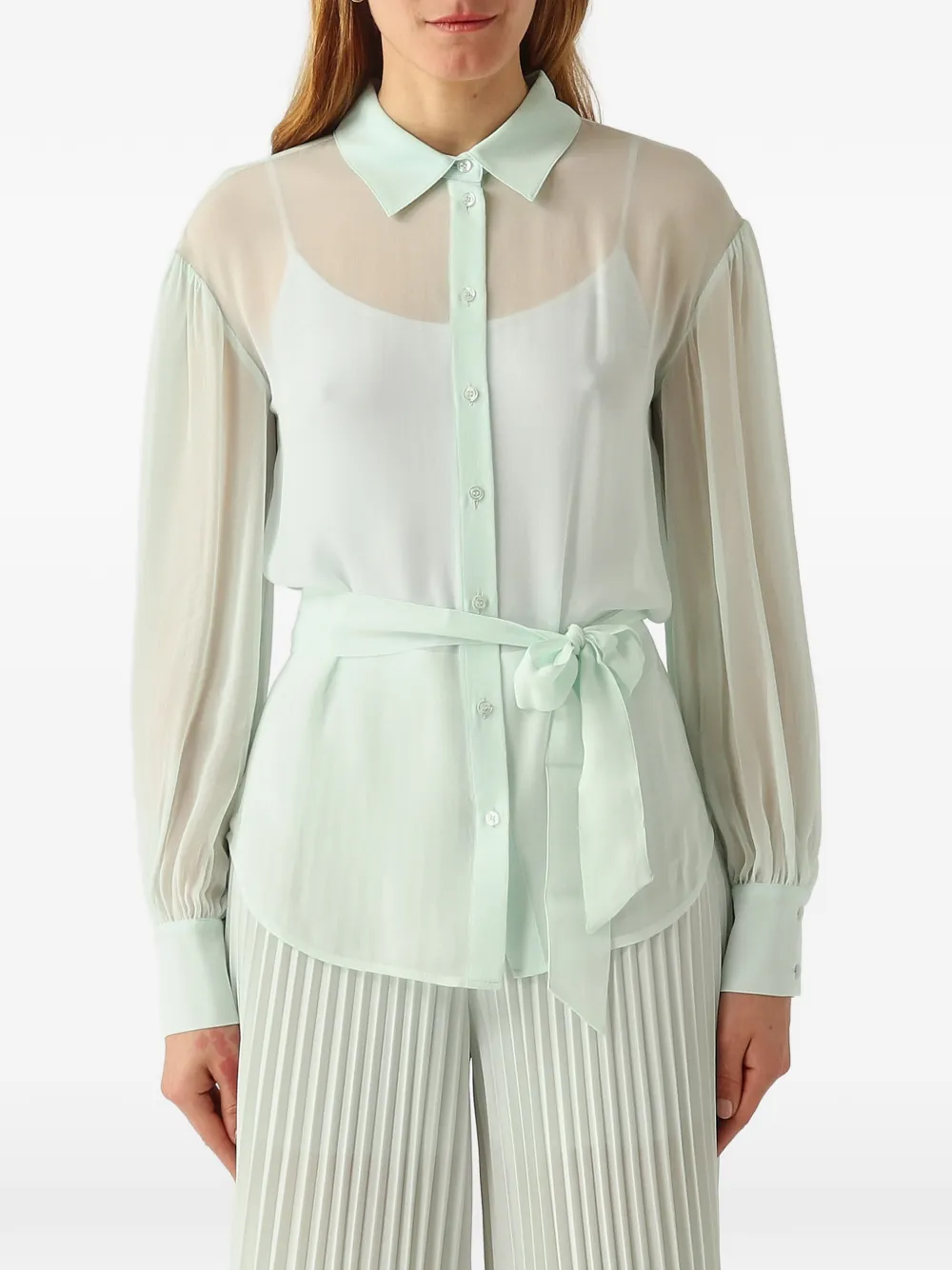 TWINSET sheer self-tie blouse - Verde