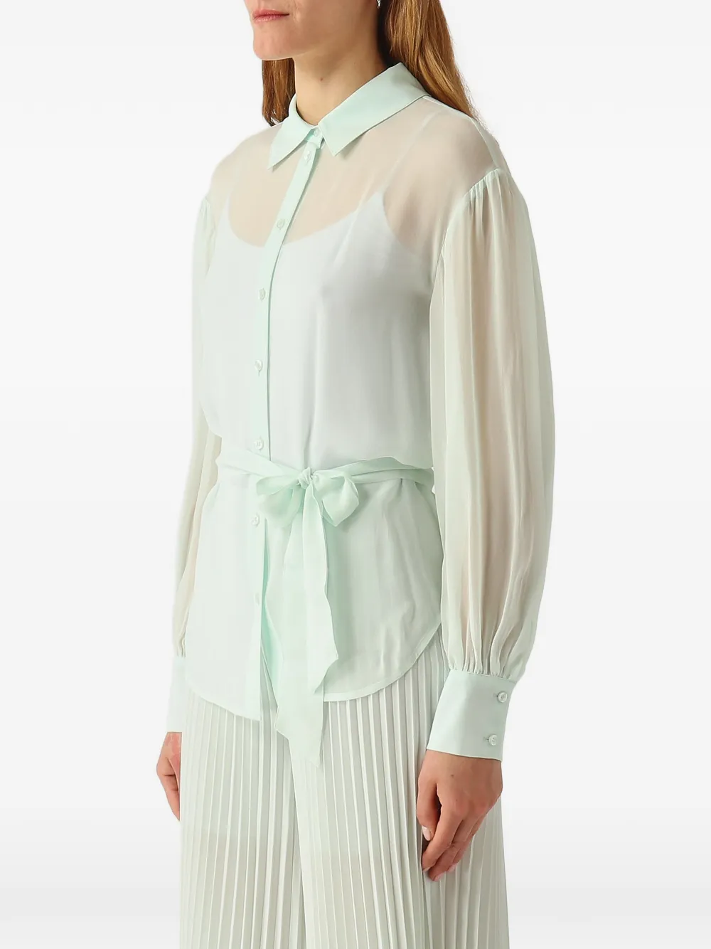 TWINSET Doorzichtige blouse met strik Groen