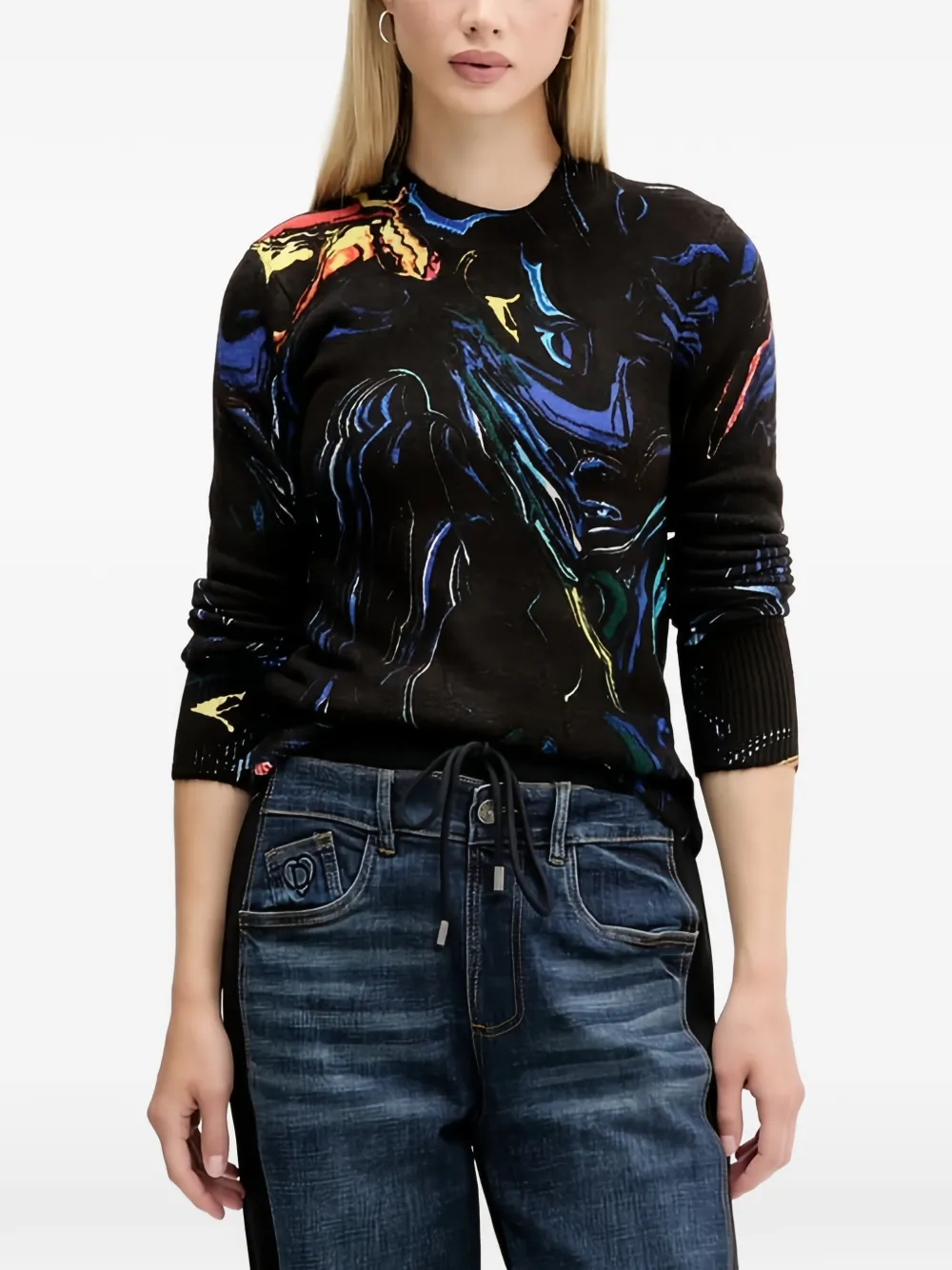 Desigual patterned knitted top - Nero