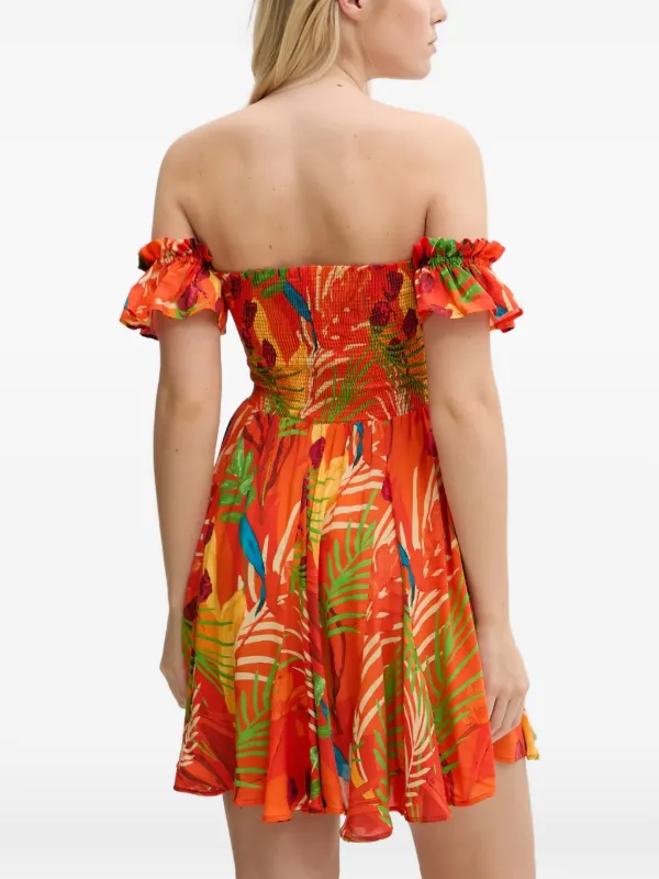 desigual beach dress Smocked tropical-print Mini | Orange older women medieval damask dress Color:Cream/Black The Desigual Flocked maxi