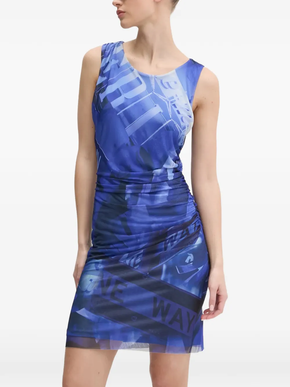 Desigual Midi-jurk met ruches Blauw
