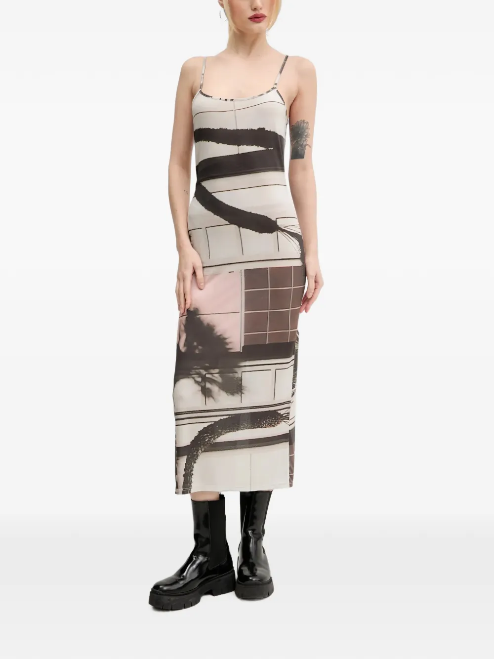 Desigual Midi-jurk met grafische print Beige
