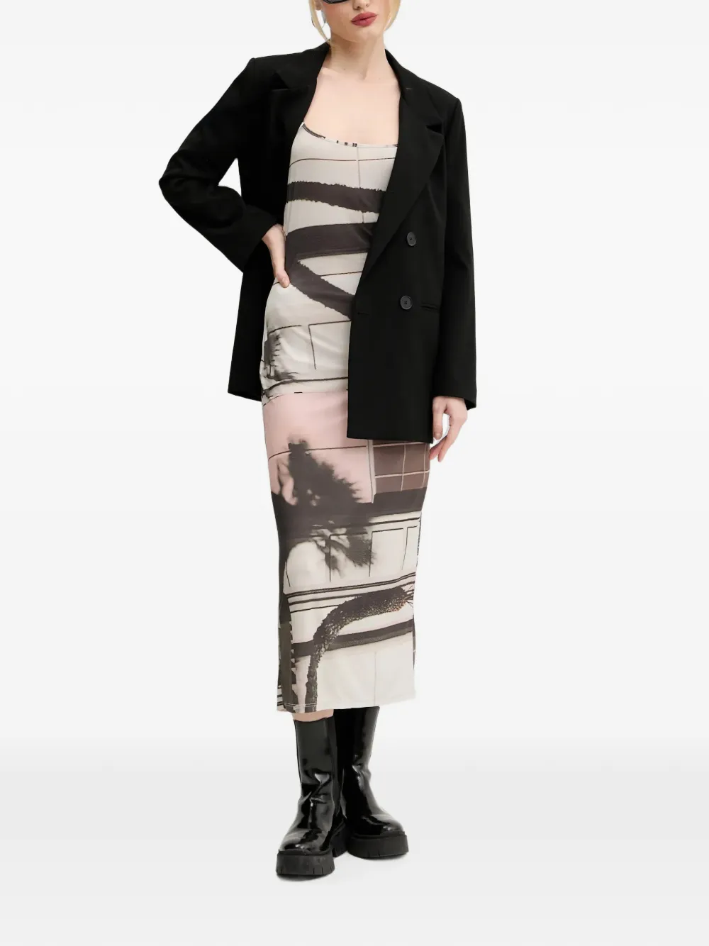 Desigual Midi-jurk met grafische print Beige