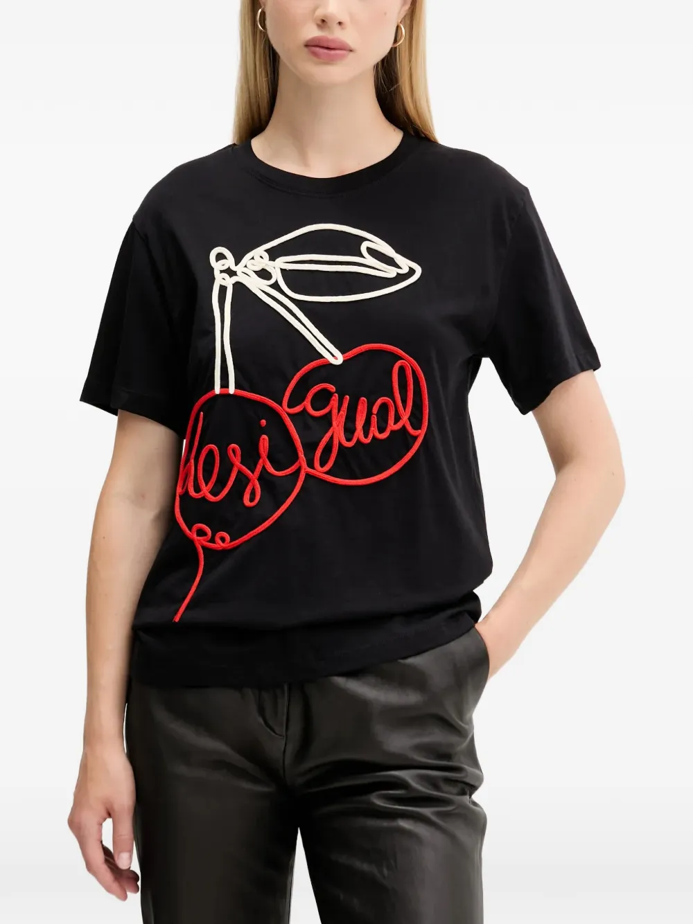 Desigual cherry-embroidered T-shirt · XS