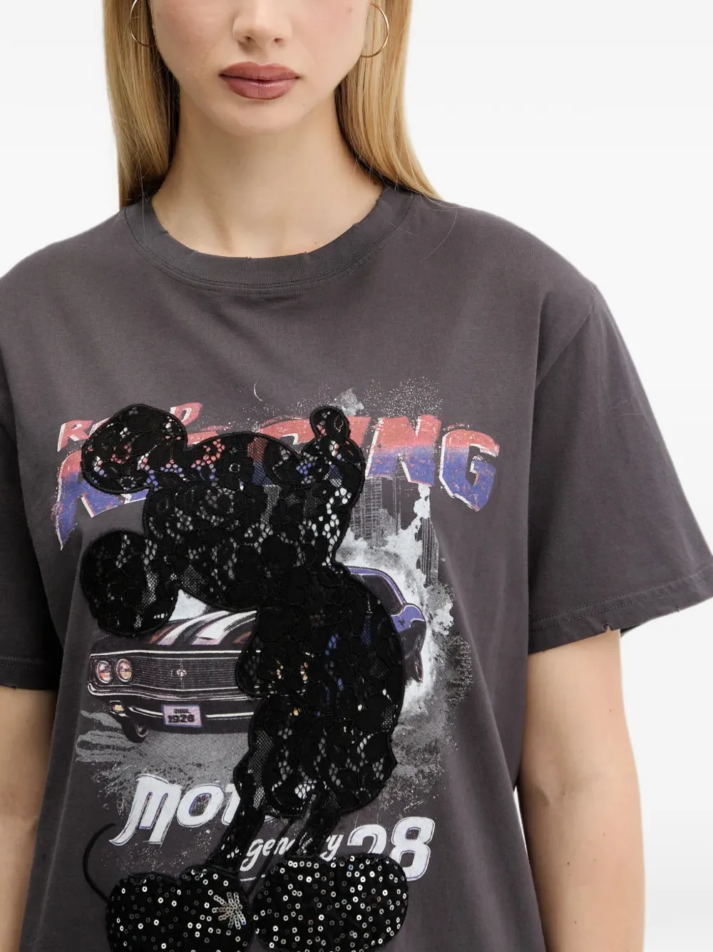 Desigual T-shirt met Mickey-patroon Grijs