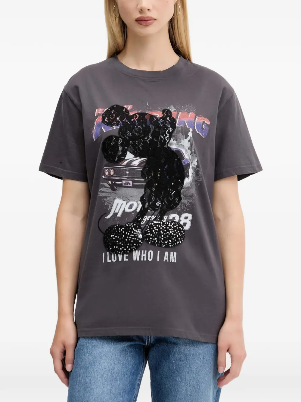 Desigual T-Shirt mit Micky Maus - Grau