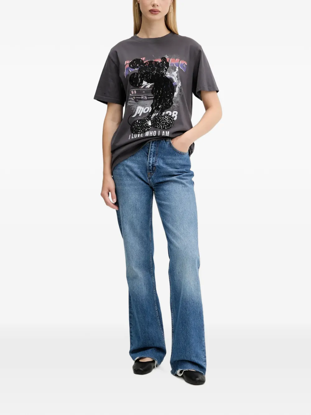 Desigual T-shirt met Mickey-patroon Grijs
