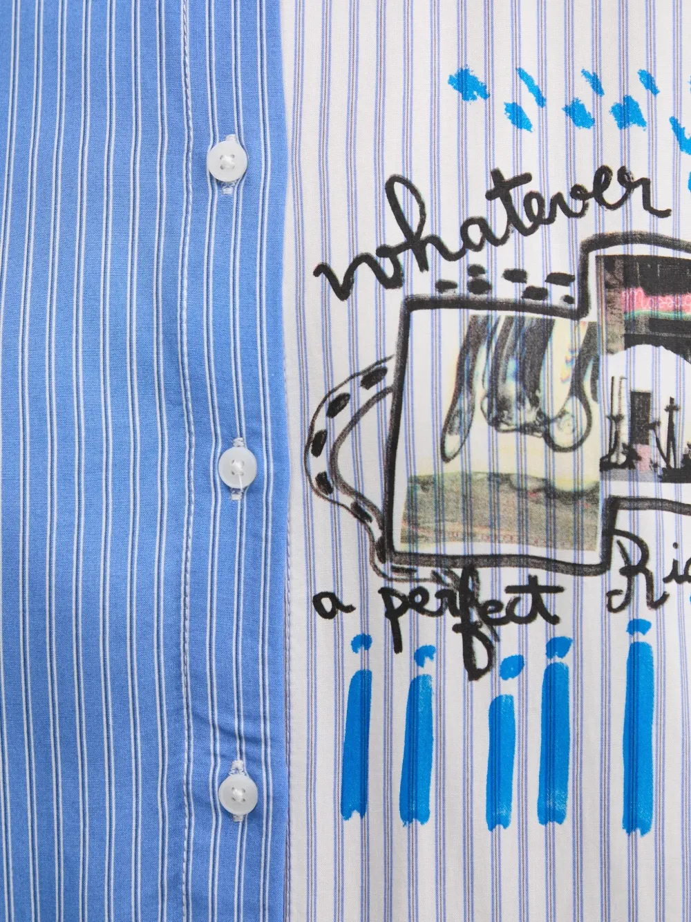 Desigual Perfect Ride overhemd met streepprint en grafische print Blauw