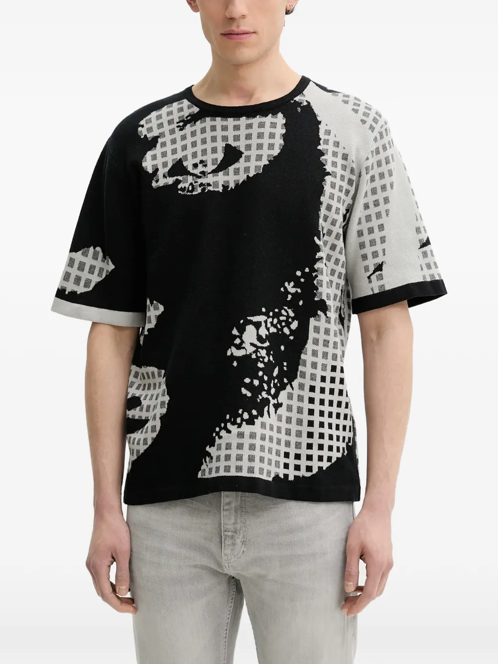 Desigual graphic-print jacquard T-shirt - Nero