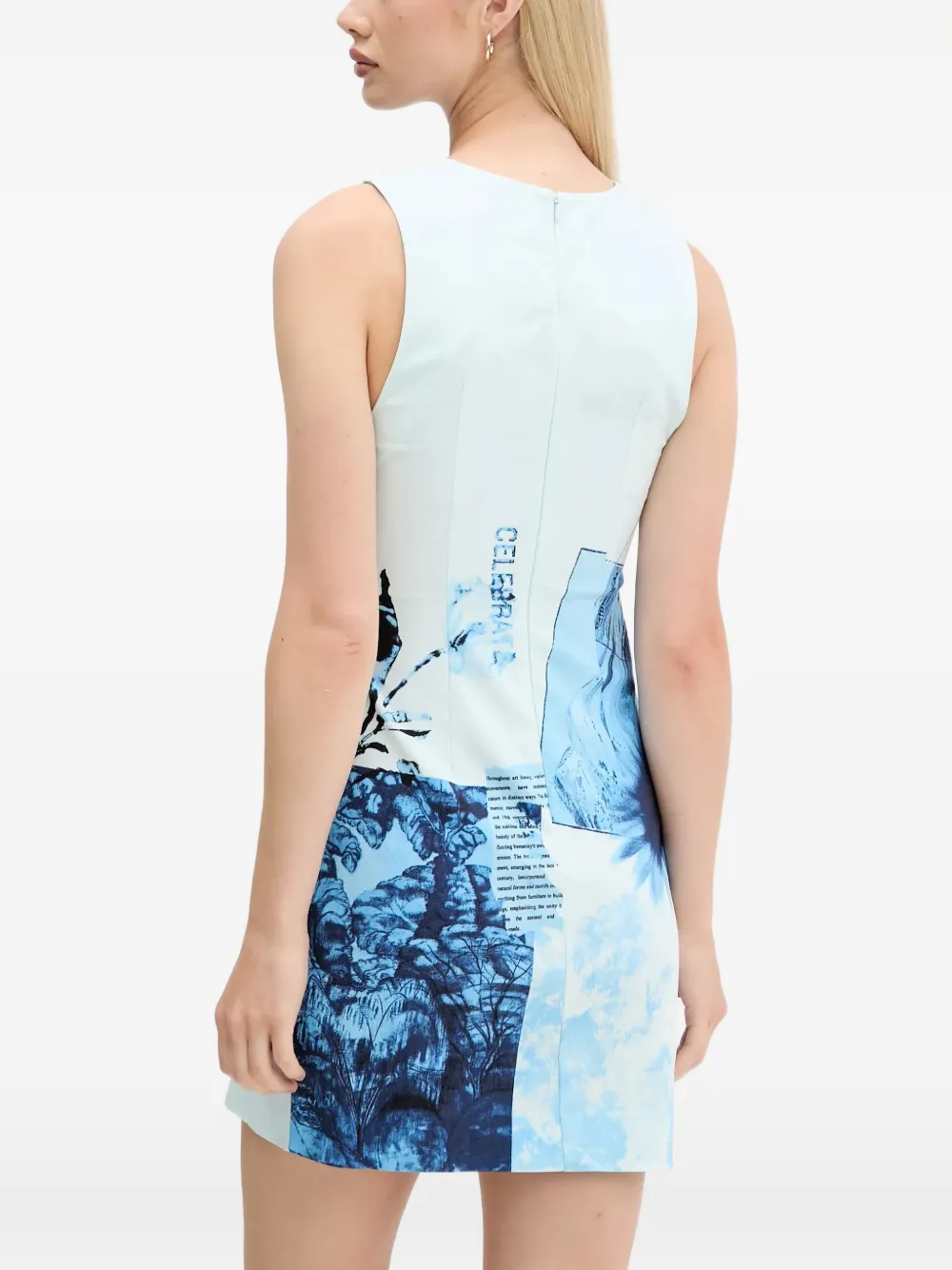 Desigual Mouwloze mini-jurk met print Blauw
