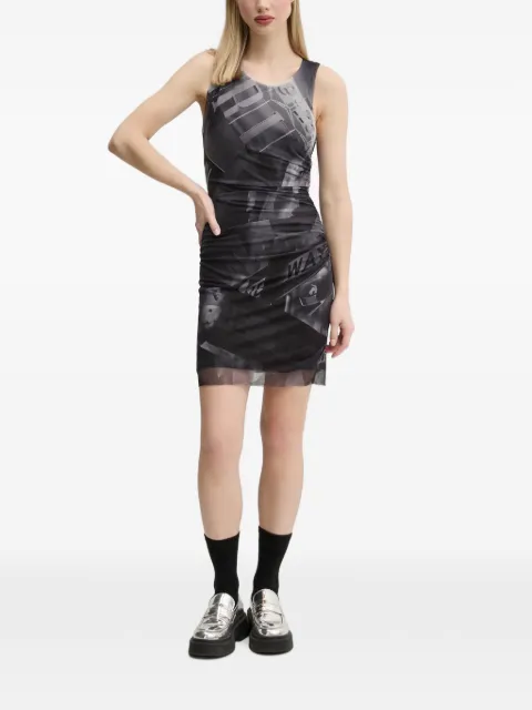 Desigual patterned ruched mini dress
