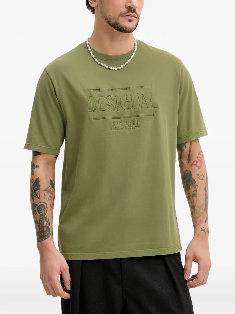 Desigual t-shirt à logo brodé - Vert