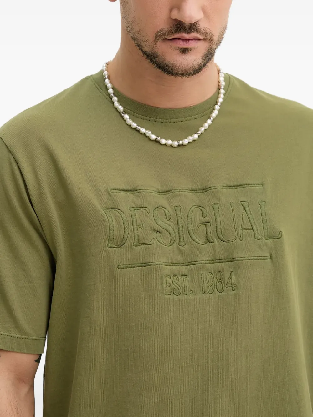 Desigual T-shirt met geborduurd logo Groen