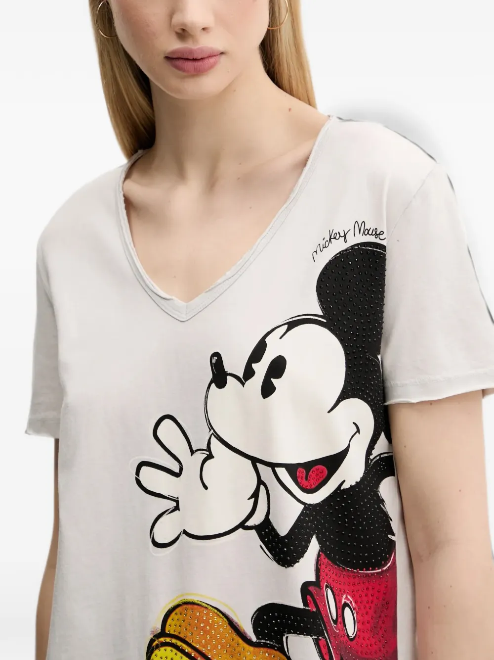 Desigual T-shirt met V-hals Beige