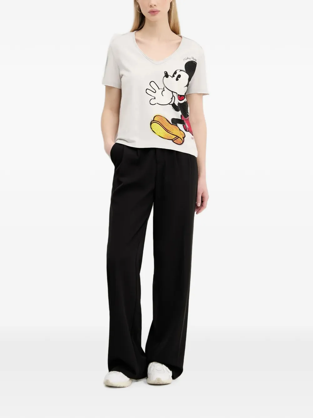 Desigual T-shirt met V-hals Beige