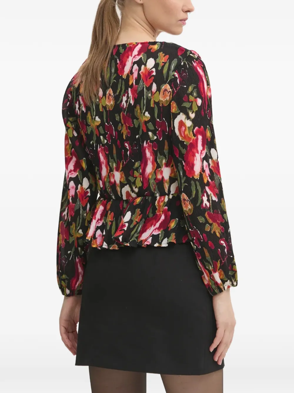 Desigual floral V-neck blouse Zwart