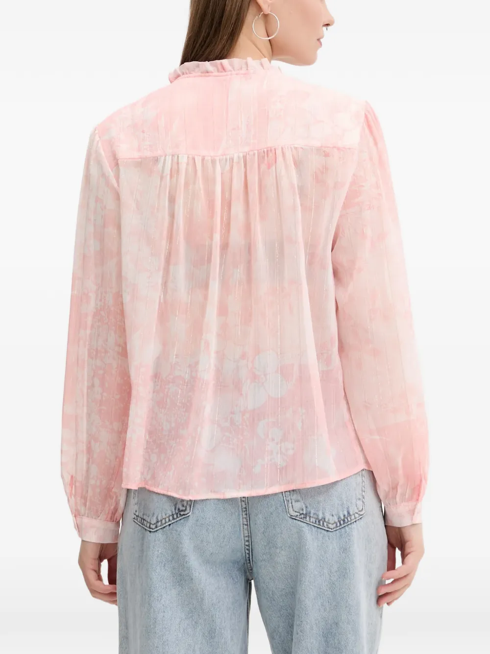 Desigual ruffled floral-print blouse Roze