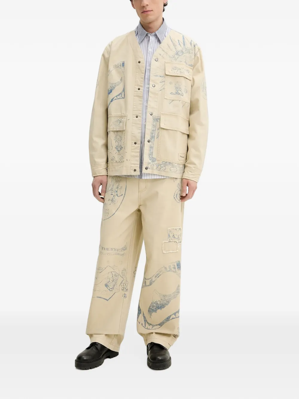 Desigual Gestreept overhemd met vlak Wit