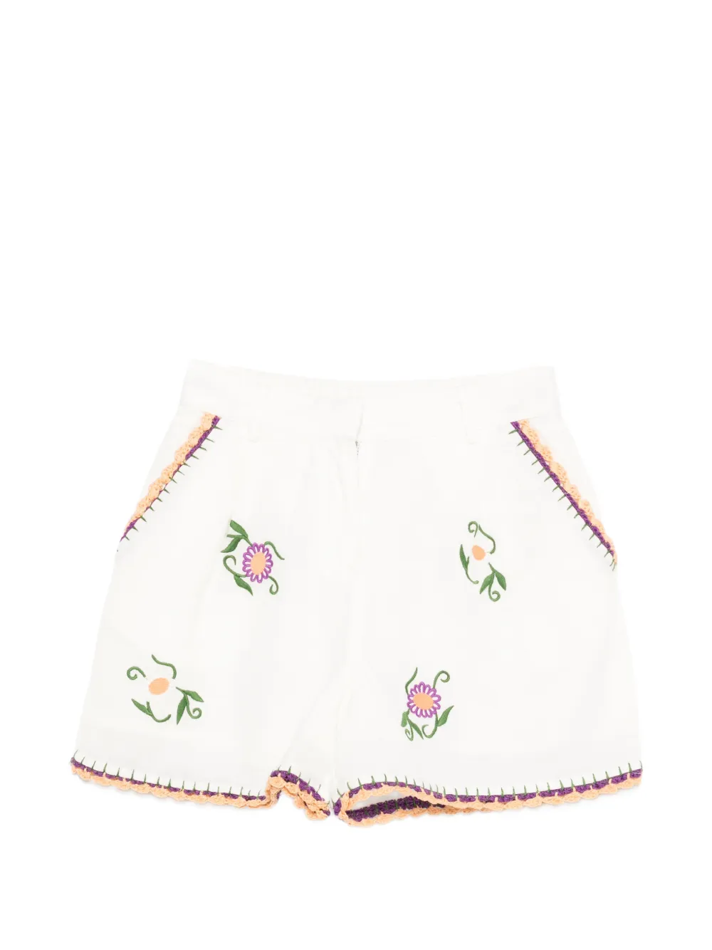 Stella McCartney Kids floral embroidered shorts - Bianco