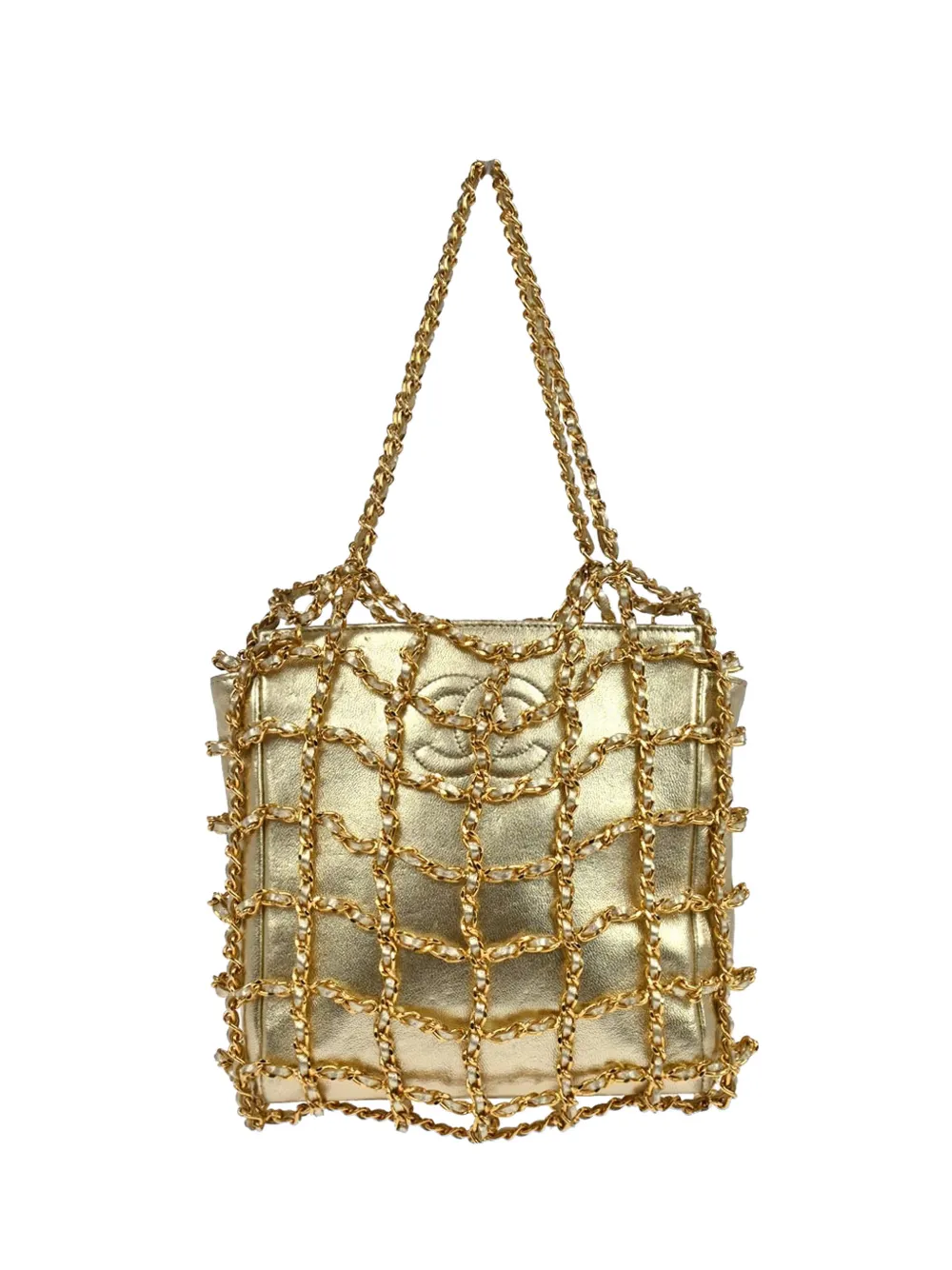 CHANEL Pre-Owned 1995 caged-chain handbag - Gold