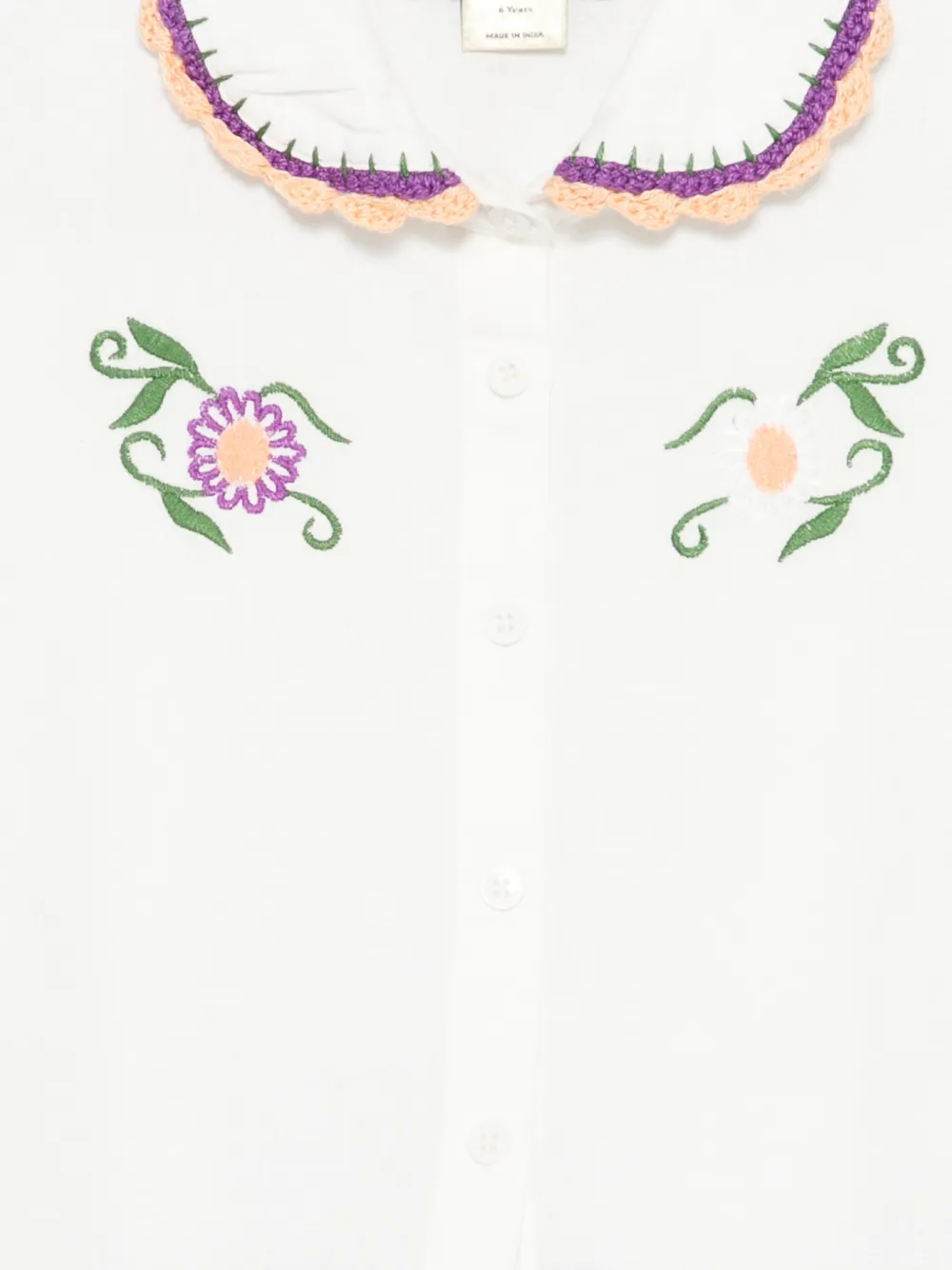  Stella Mccartney Kids Embroidered Peter Pan Collar Top - White 
