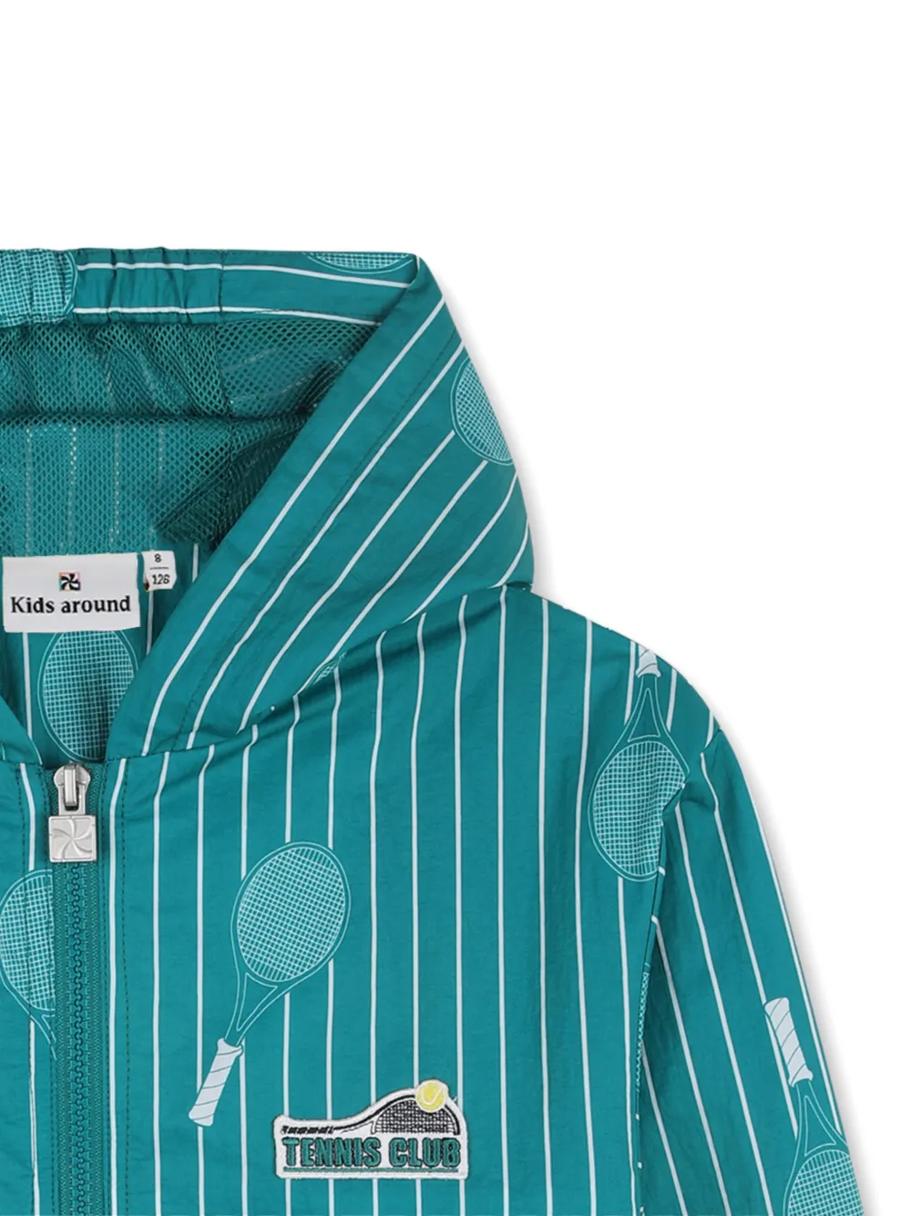  Kids Around Hooded Striped Windbreaker - Green 