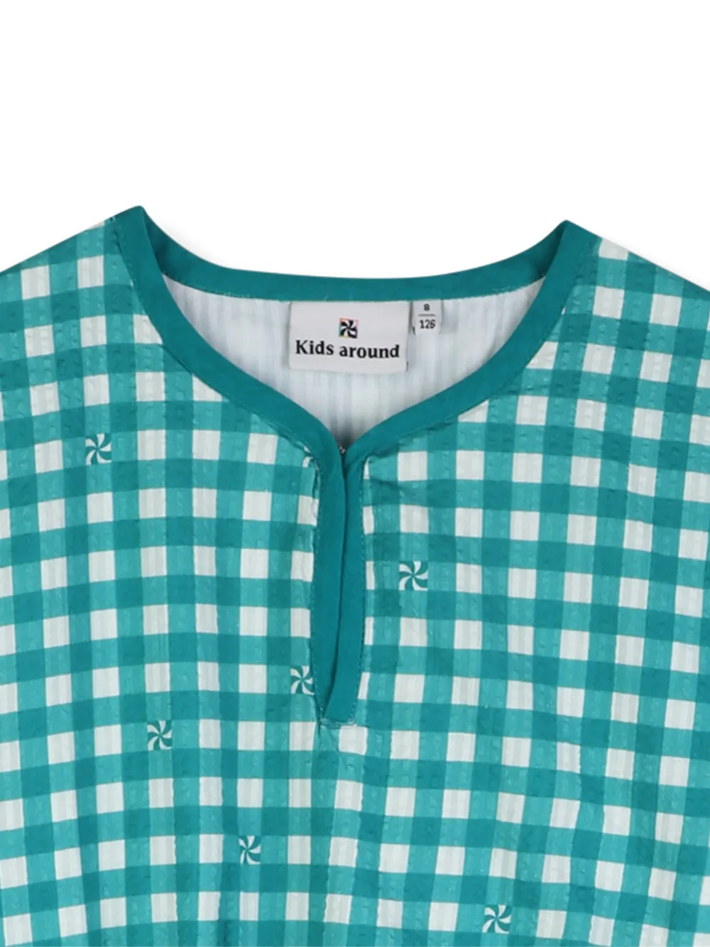 Kids Around Jurk met korte mouwen en gingham ruit Groen