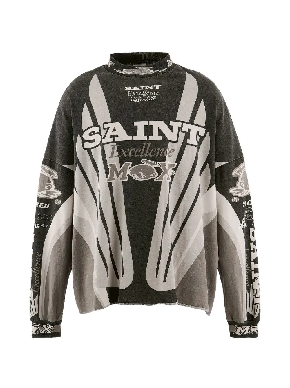 SAINT MXXXXXX graphic-print long-sleeve T-shirt - Grau