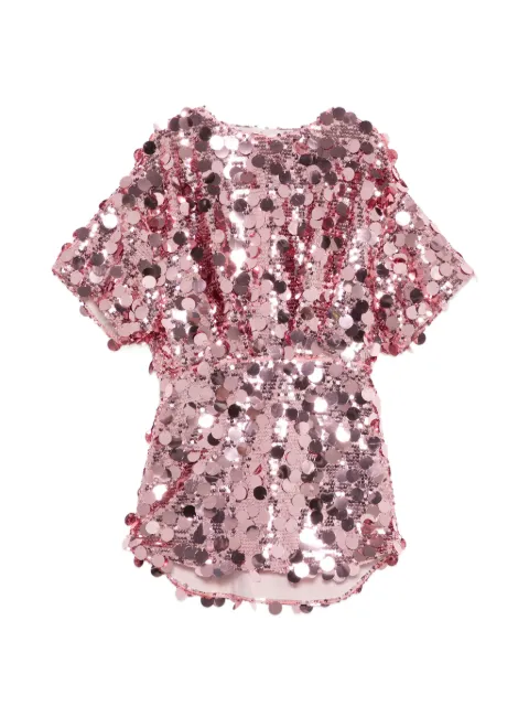 Douuod Kids vestido manga corta con lentejuelas