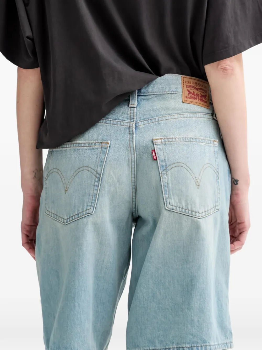 Levi's Middy gerafelde denim shorts Blauw