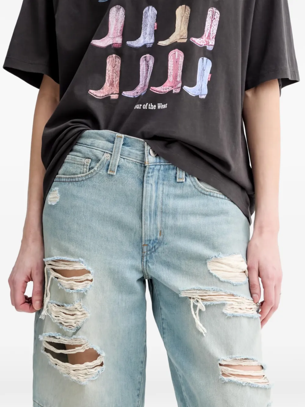 Levi's Middy gerafelde denim shorts Blauw